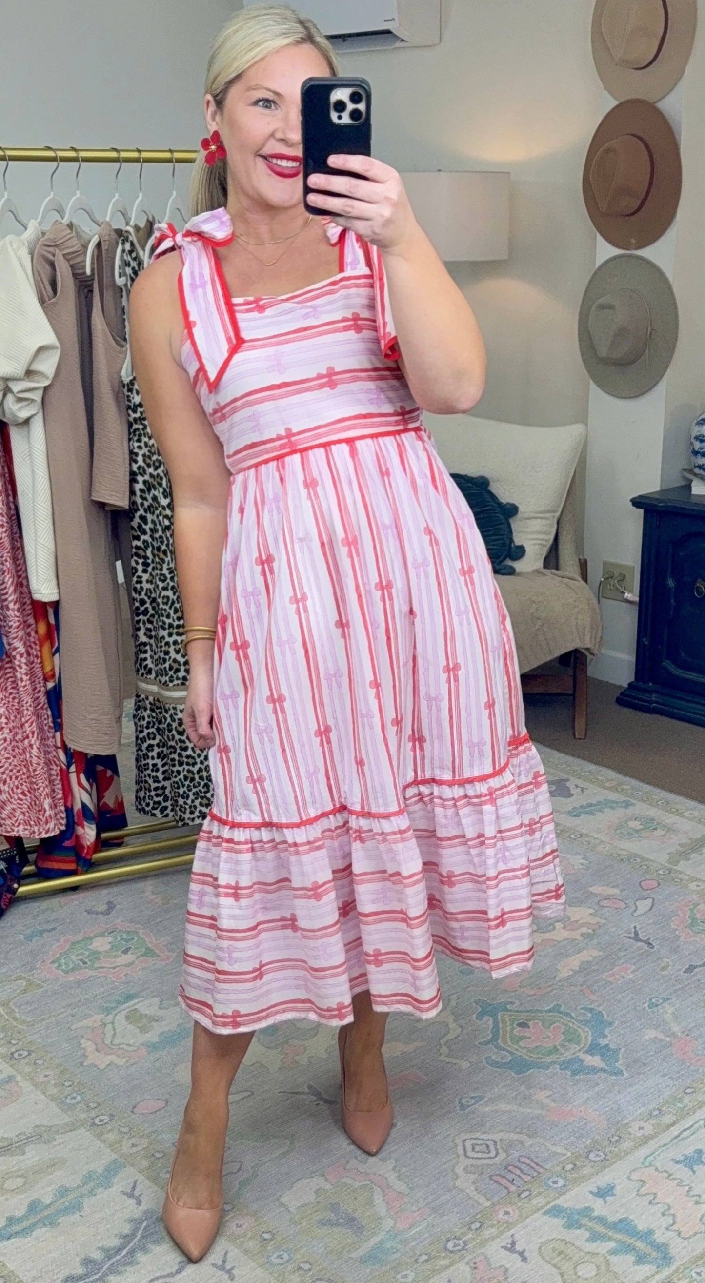 Love Me True Bow Print Midi Dress