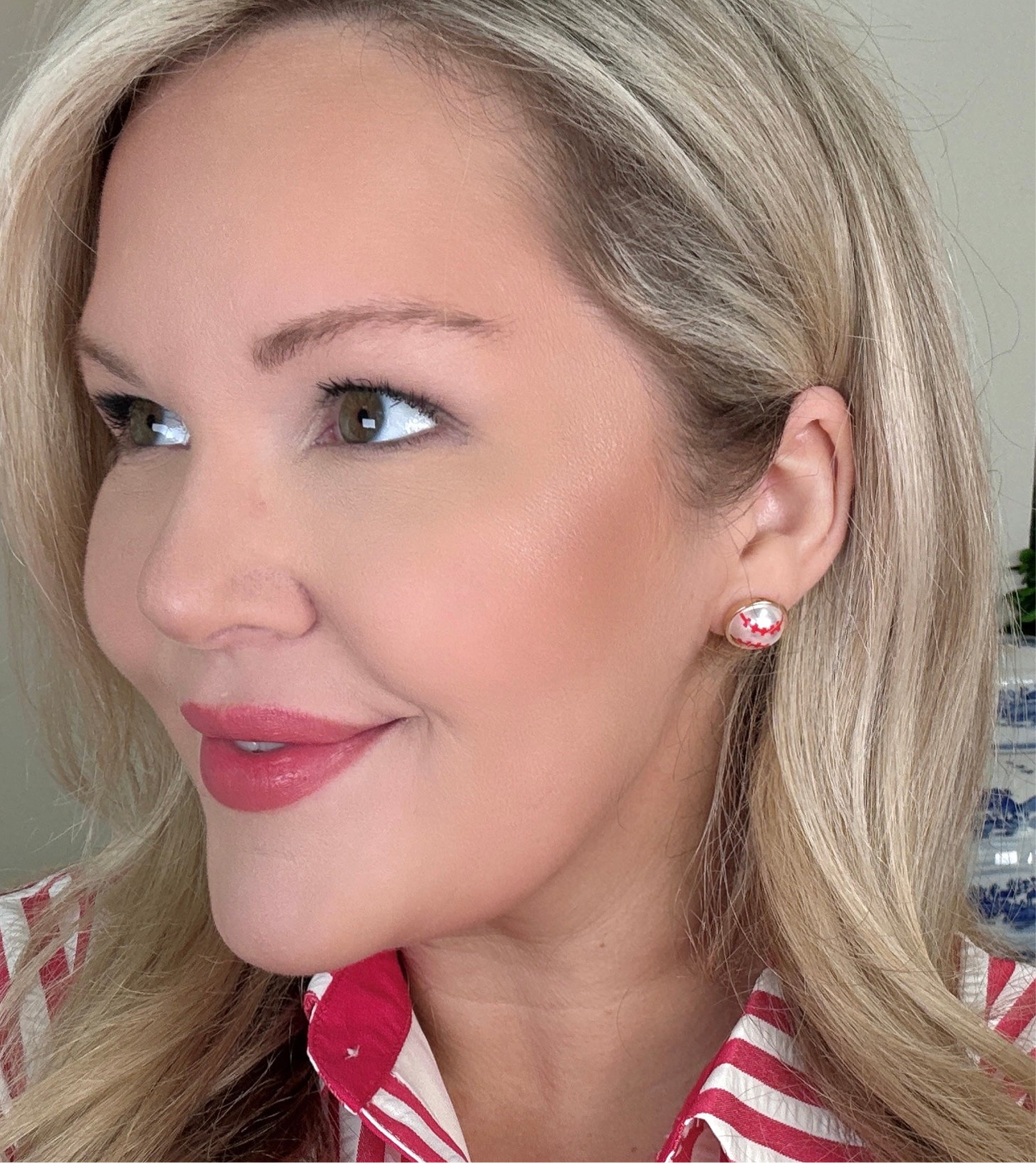 Baseball Pearl Stud Earrings