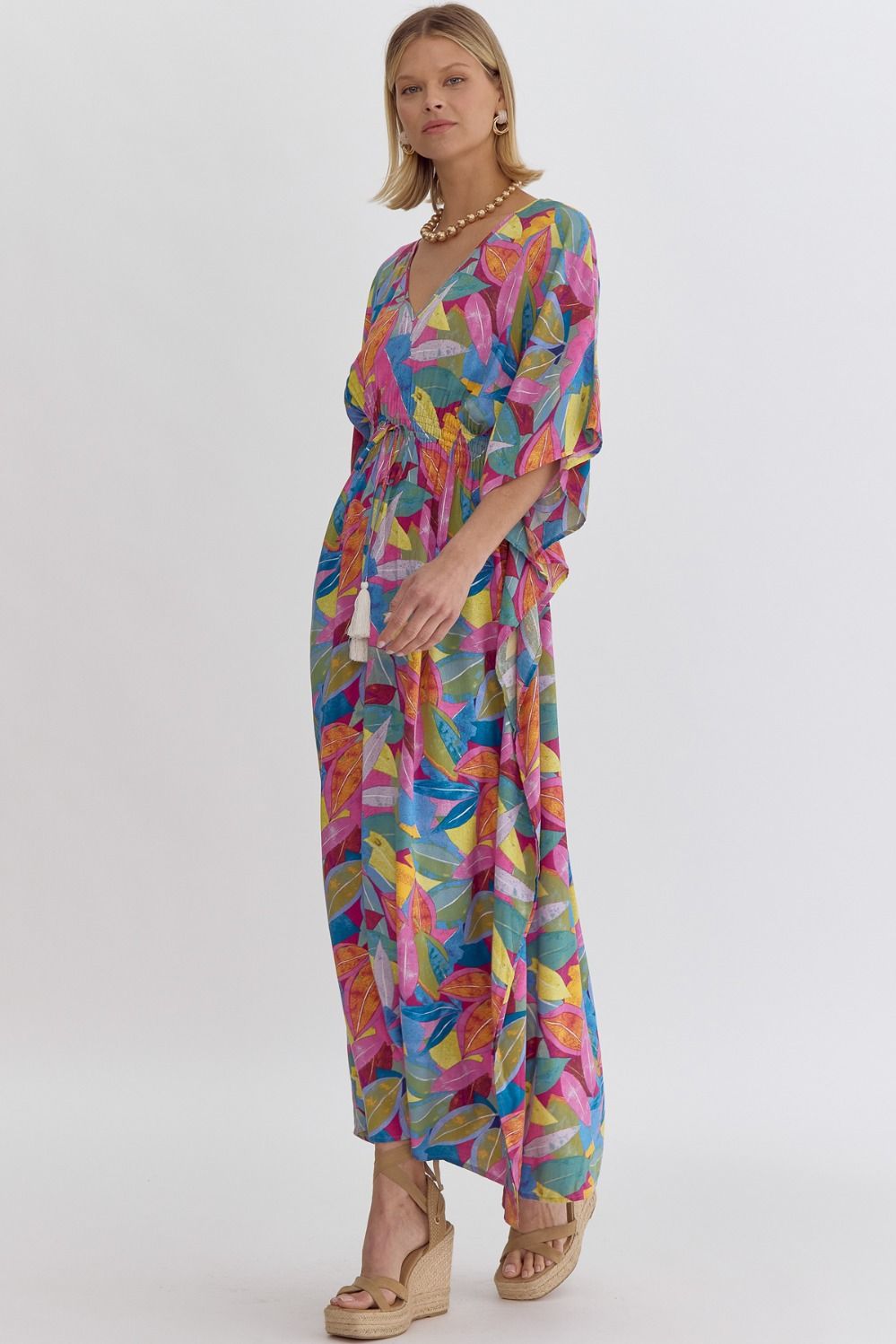 Island Time Print Batwing Dress