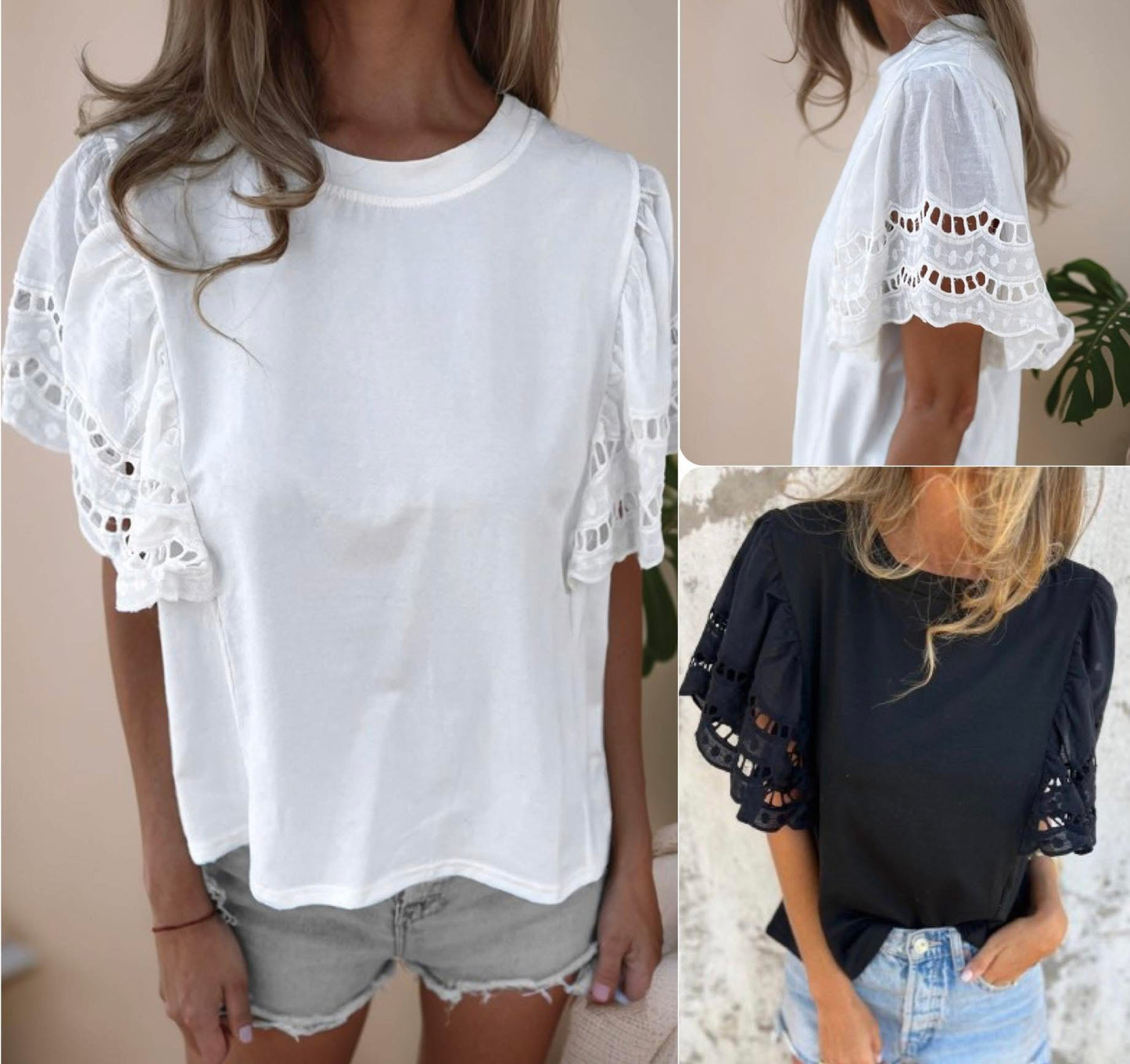 **MORE COLORS** Eye for an Eyelet Scalloped Sleeve Tee