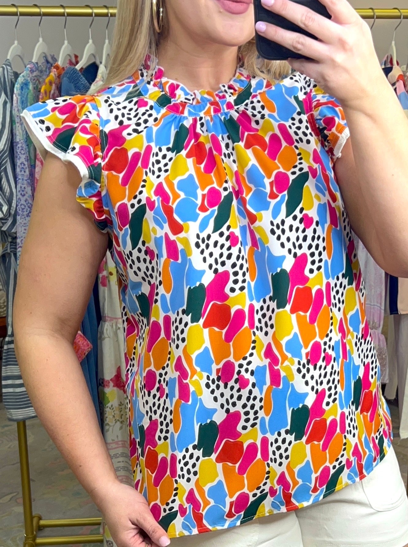 Fun Times Abstract Print Blouse