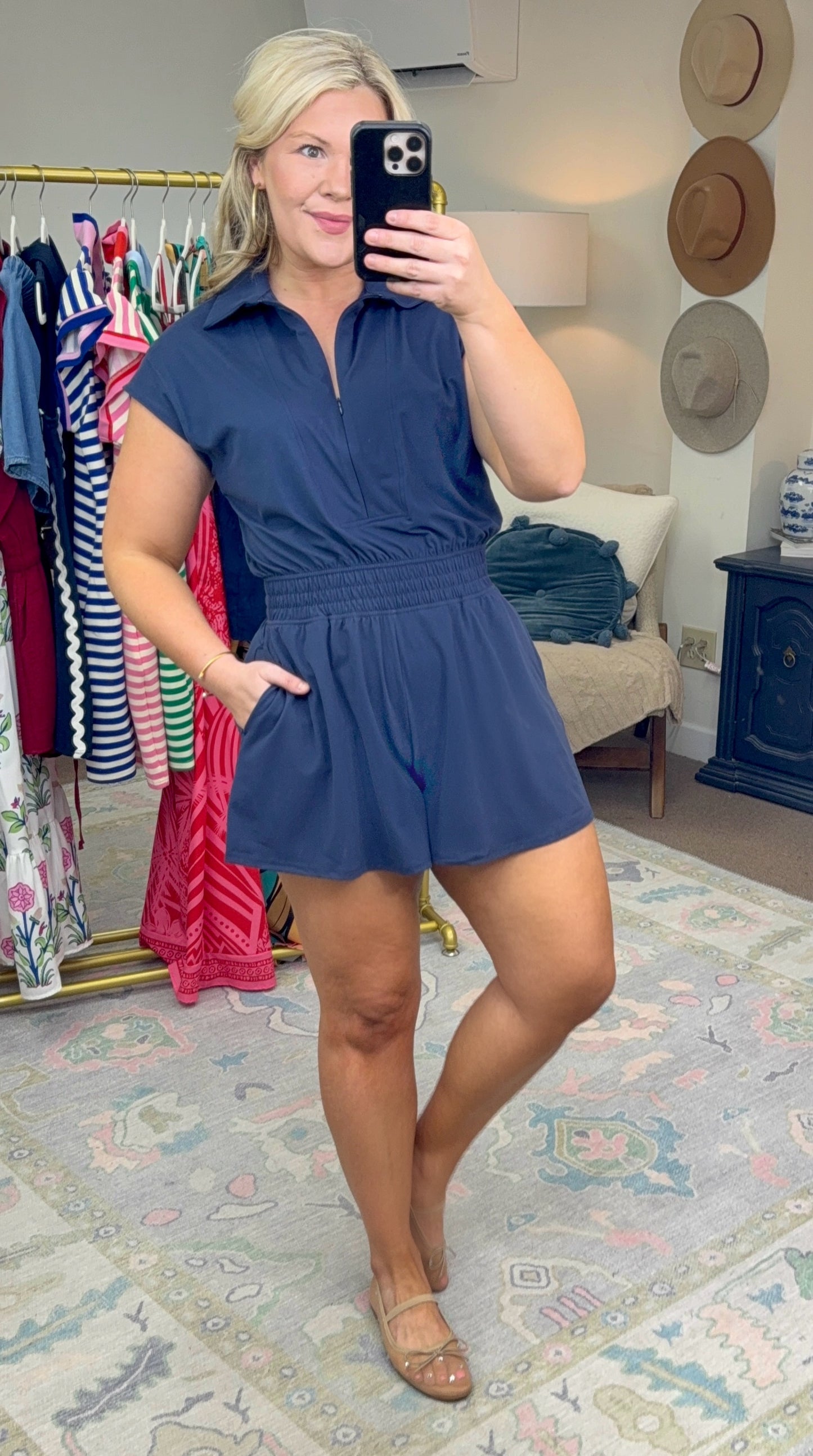**MORE COLORS** Style and Sport Butter Soft Quarter Zip Athleisure Romper