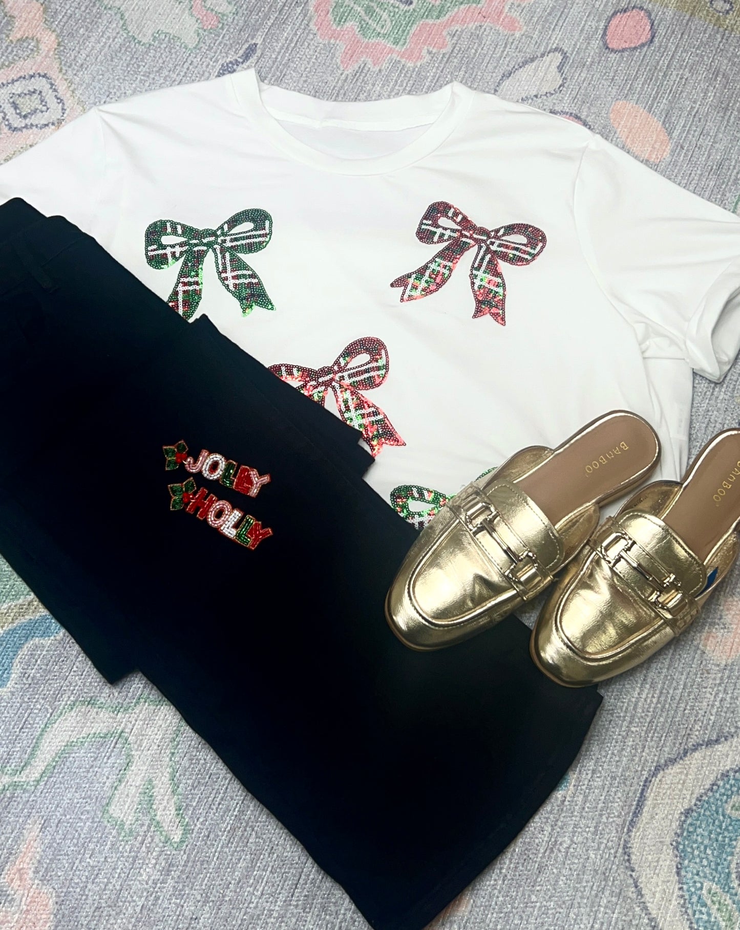 Festive Flair Bow Sequin Tee