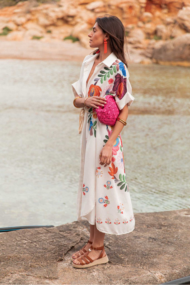 Maldives Motif Print Shirt Dress