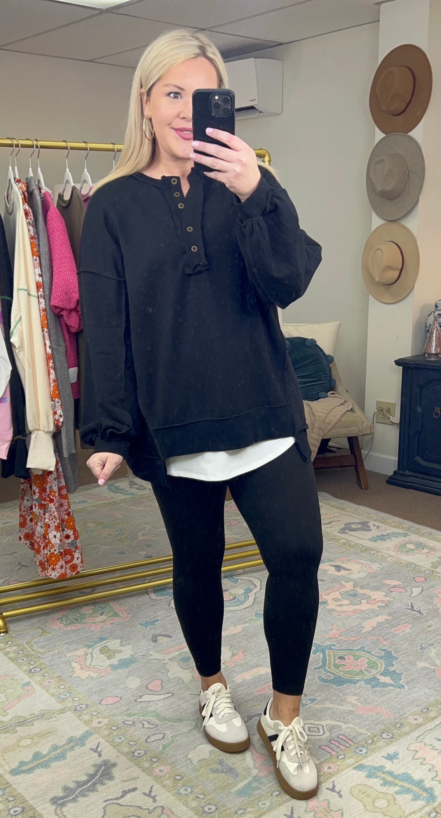 Spirit Of Adventure Oversized Henley Pullover Top