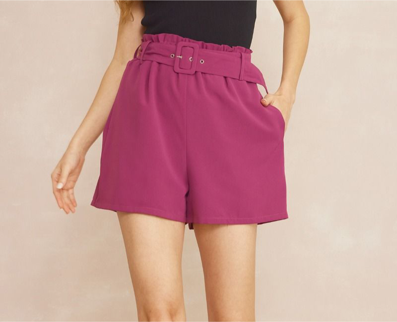 Jewel Tone Belted Shorts