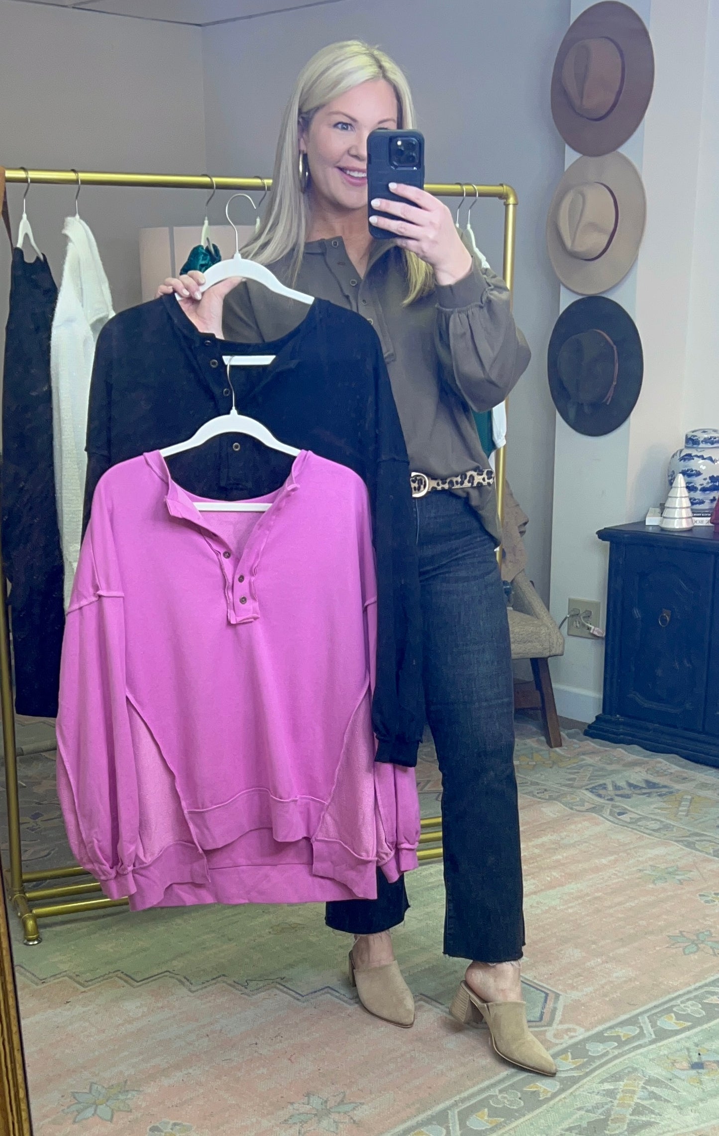 Spirit Of Adventure Oversized Henley Pullover Top