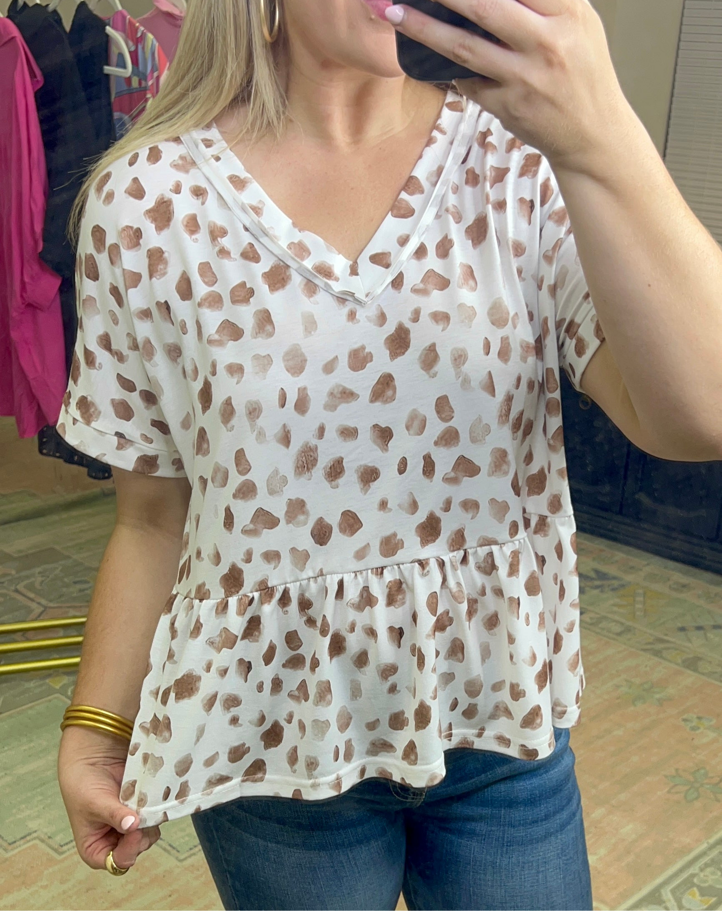 Animal Print Peplum Tee