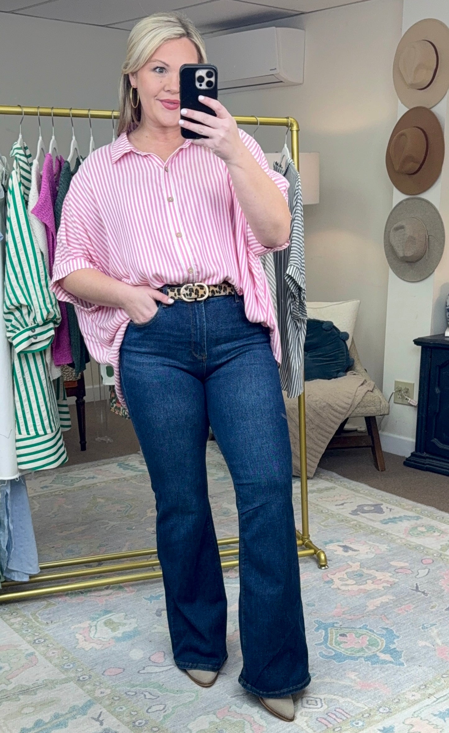 Talk About Love Stripe Button Down Blouse