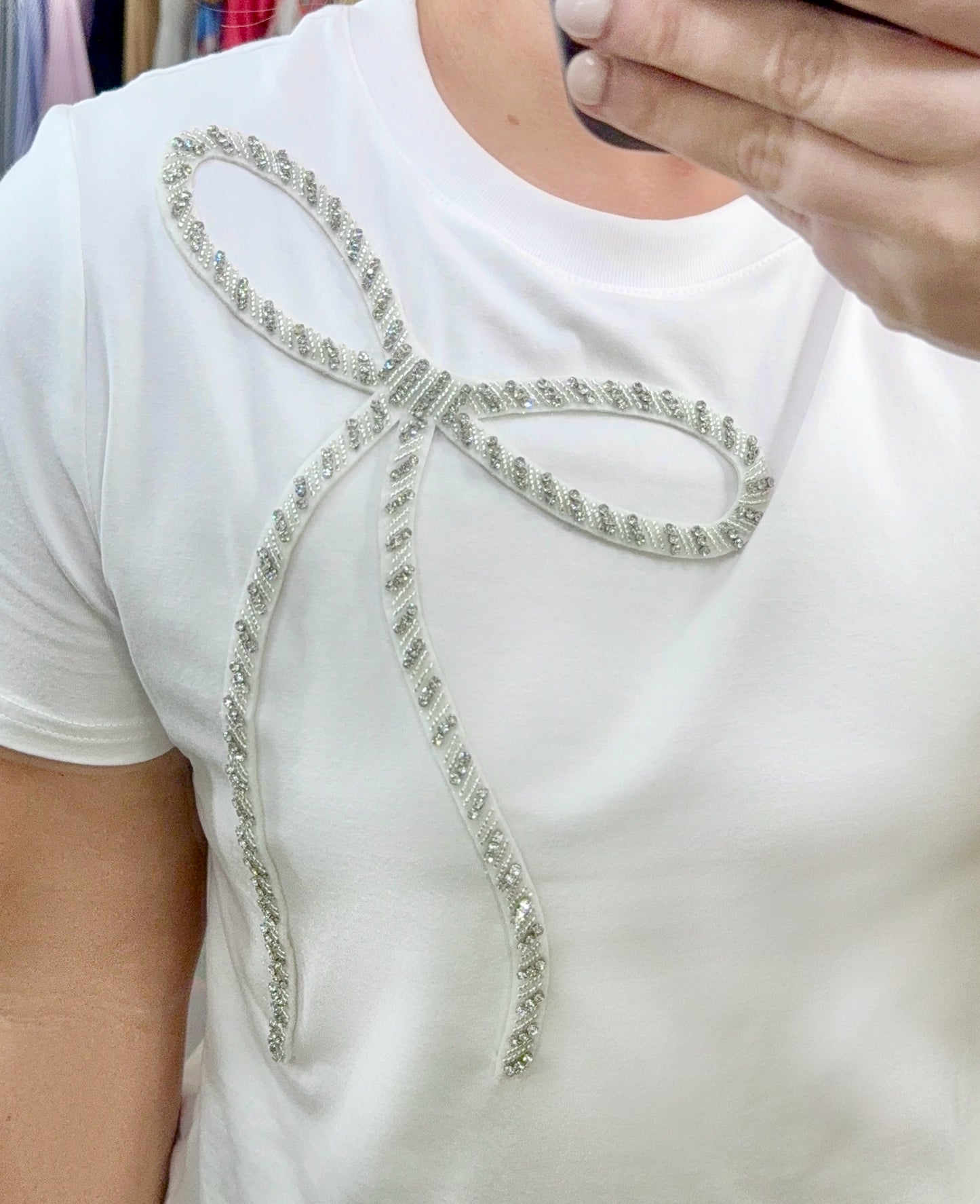 Laid Back Luxe Bow Embellished Tee