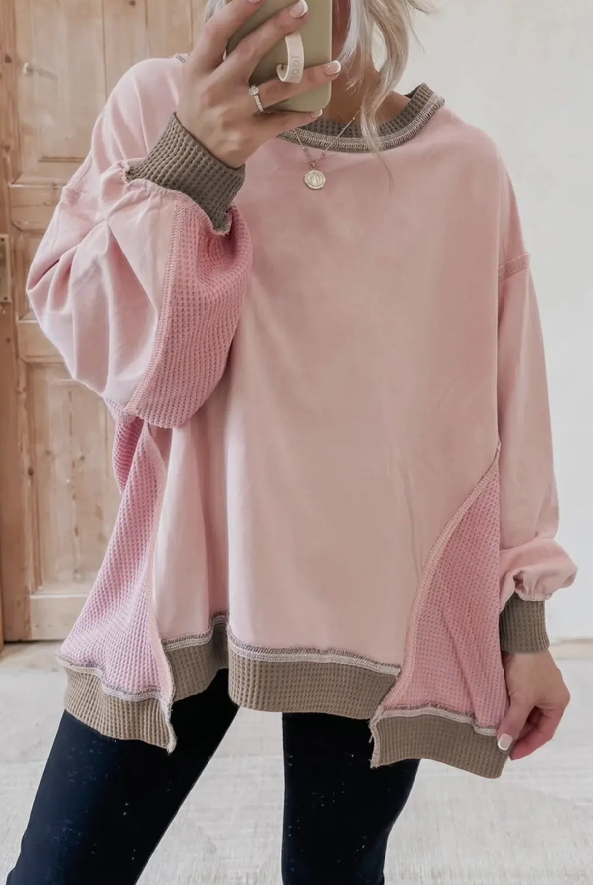 Casual Collage Color Block Pullover Top