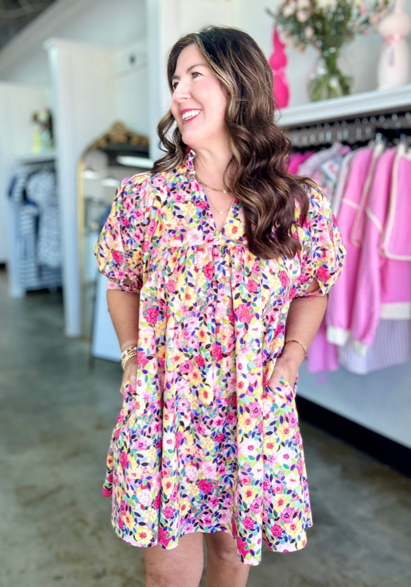 Forever Amen Watercolor Print Babydoll Dress