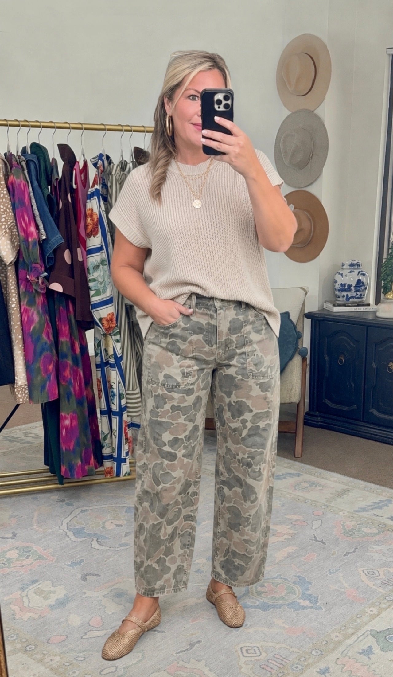 In Plain Sight Camo Crop Barrel Jeans