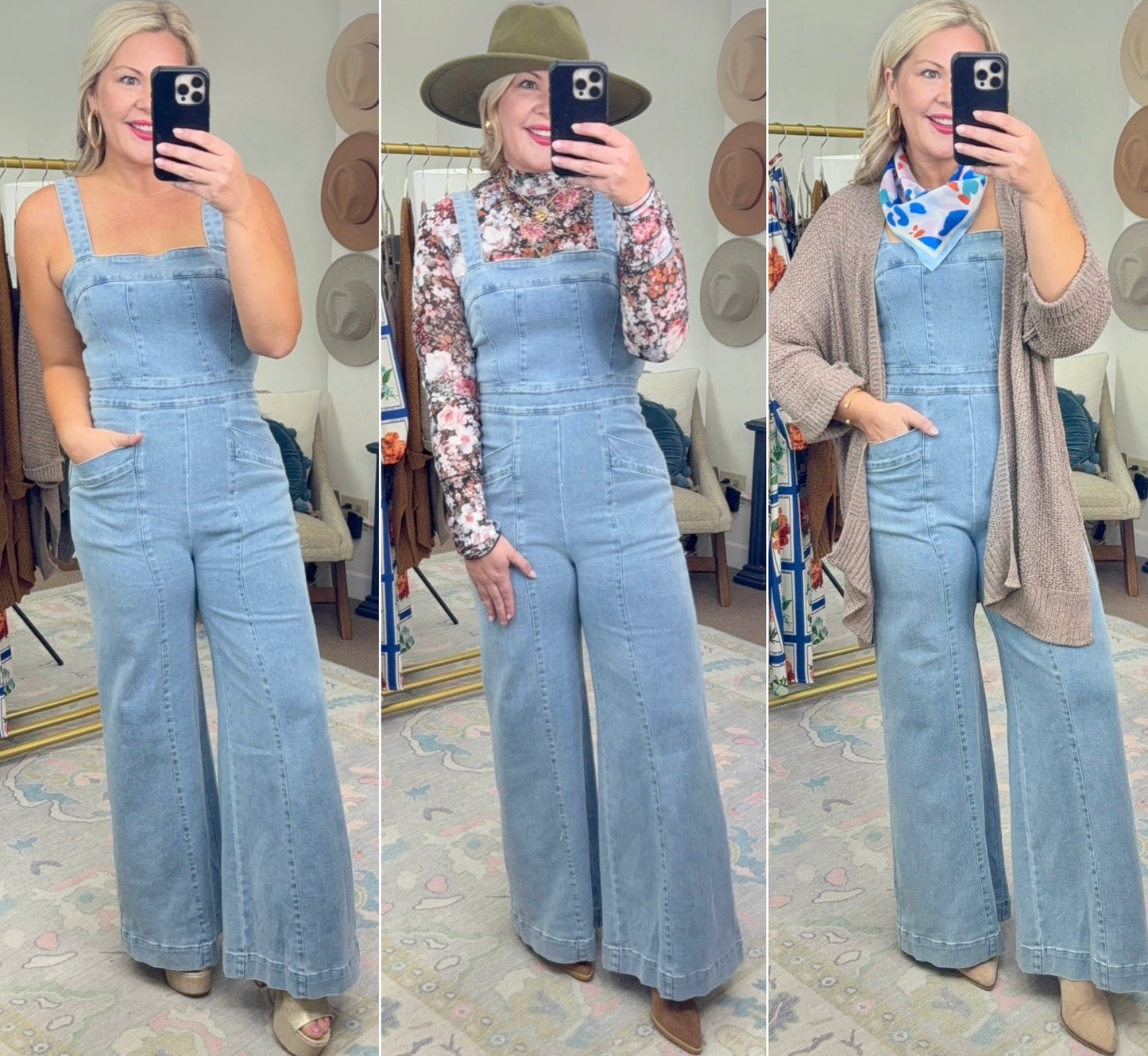 Night in Nashville Wide Leg Denim Jumpsuit