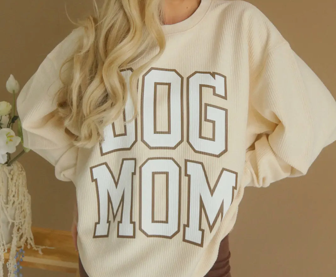 Dog Mom Slouchy Ribbed Pullover Top