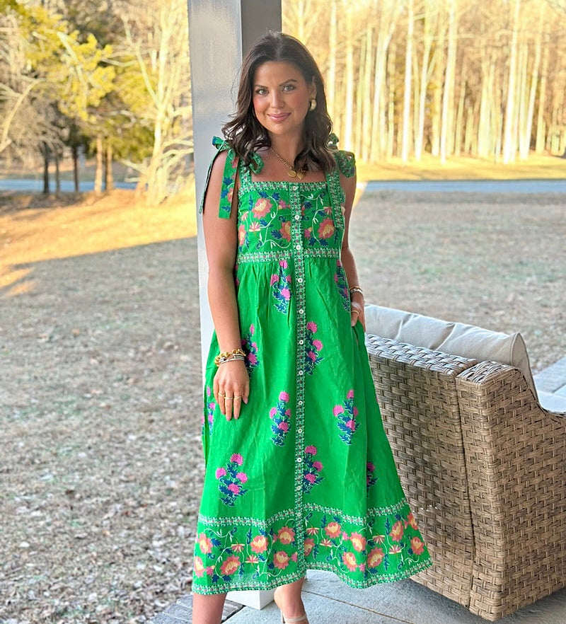 Bouquet of Bliss Tie Shoulder Maxi Dress