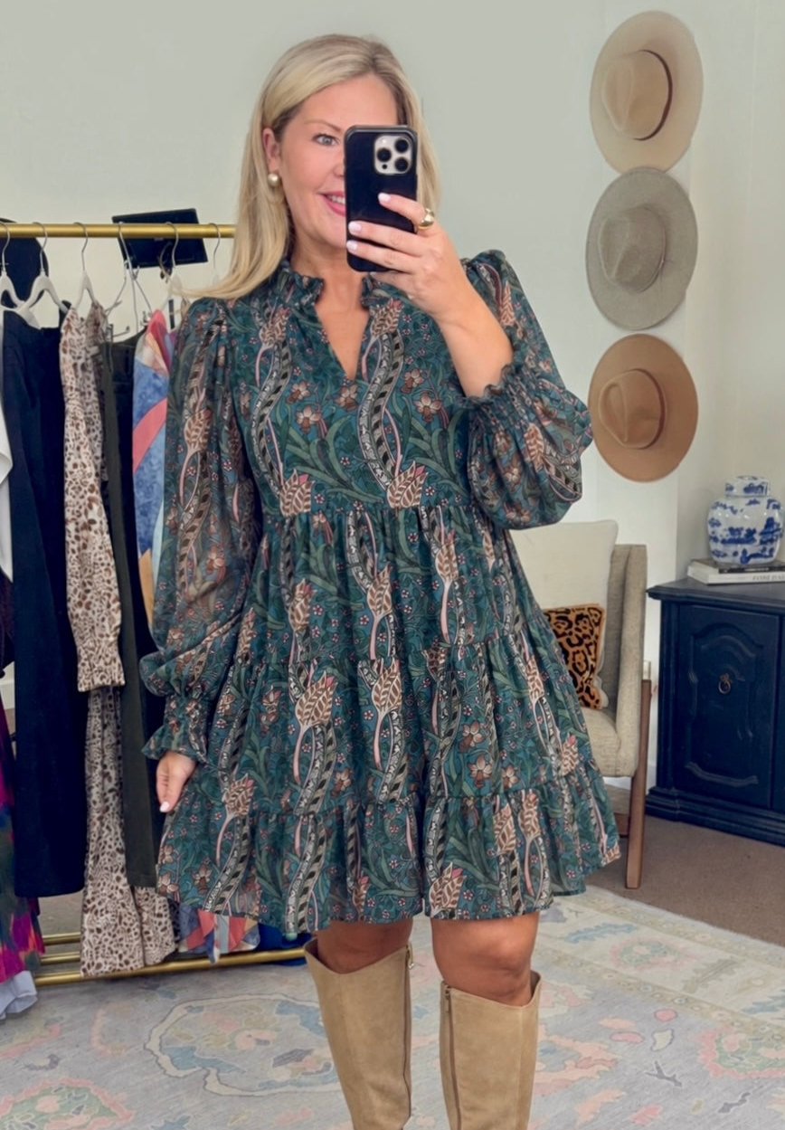 Teal Me a Secret Tiered Dress