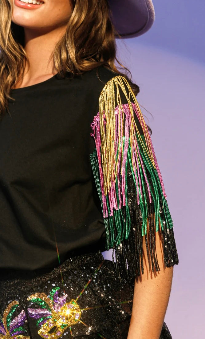 Mardi Gras Fringe Top