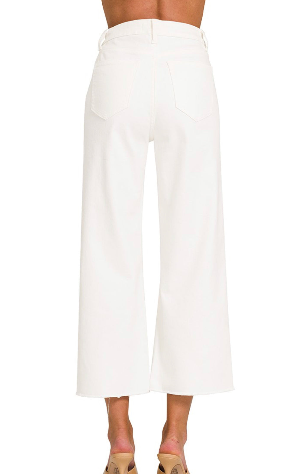 ✨RESTOCK✨ Bless It White Raw Hem Wide Crop Denim