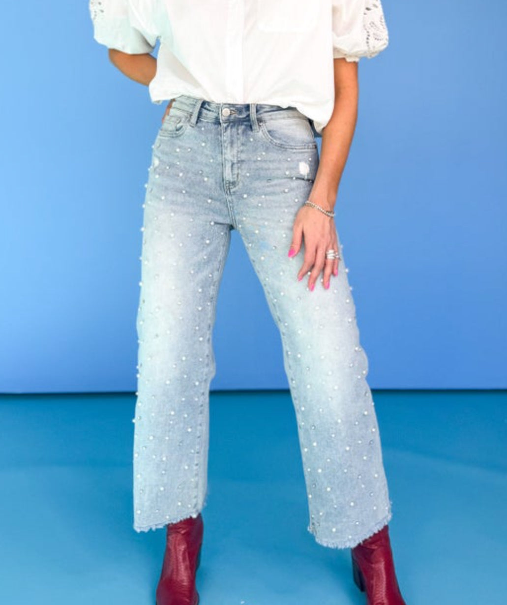 MICA: Strut Your Stuff Embellished Crop Denim