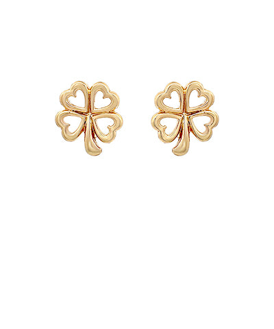 Gold Outline Clover Stud Earrings