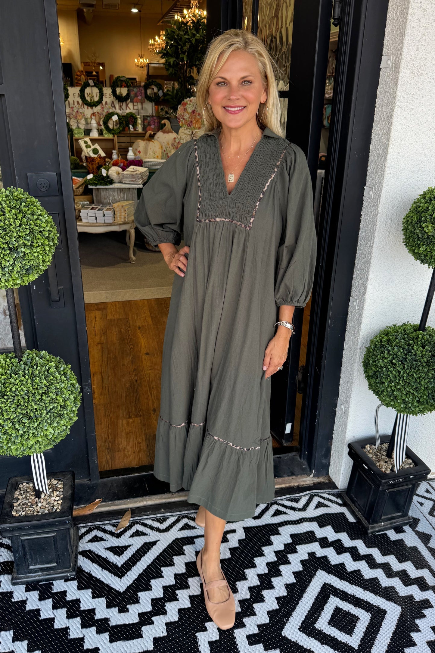 **MORE COLORS** More Than Words Leopard Trim Midi Dress