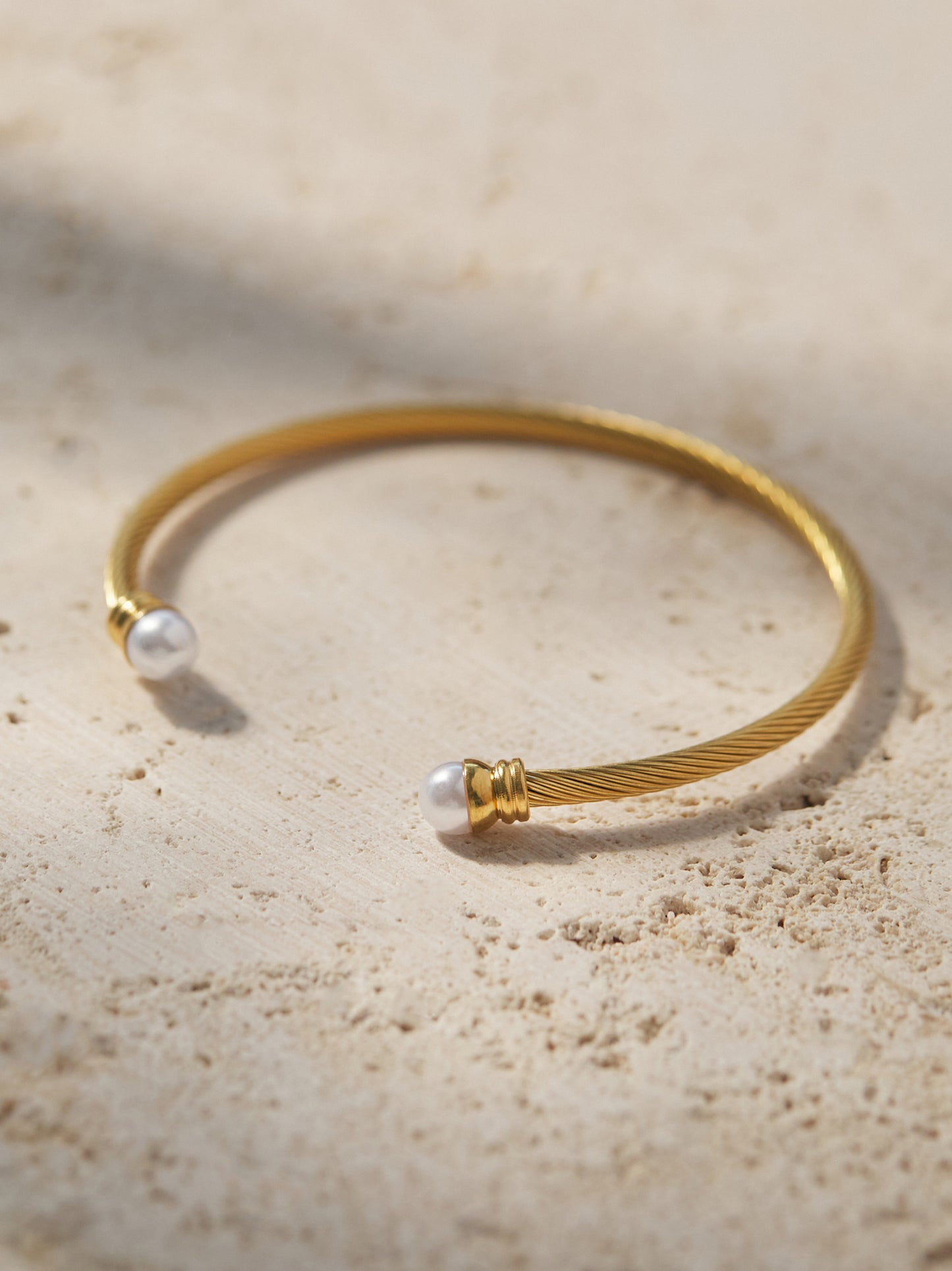 Sweet Addition Pearl Coil Cuff Bracelet