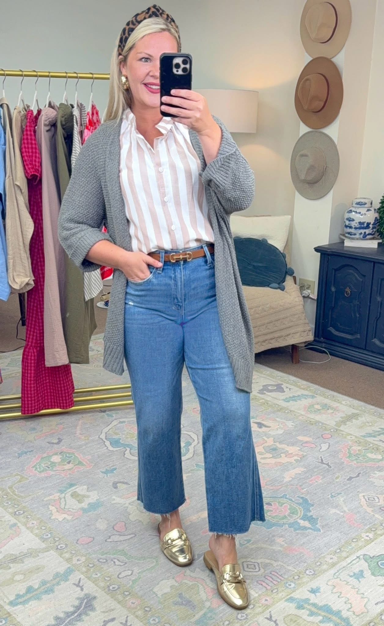 Straight Away Button Down Stripe Blouse