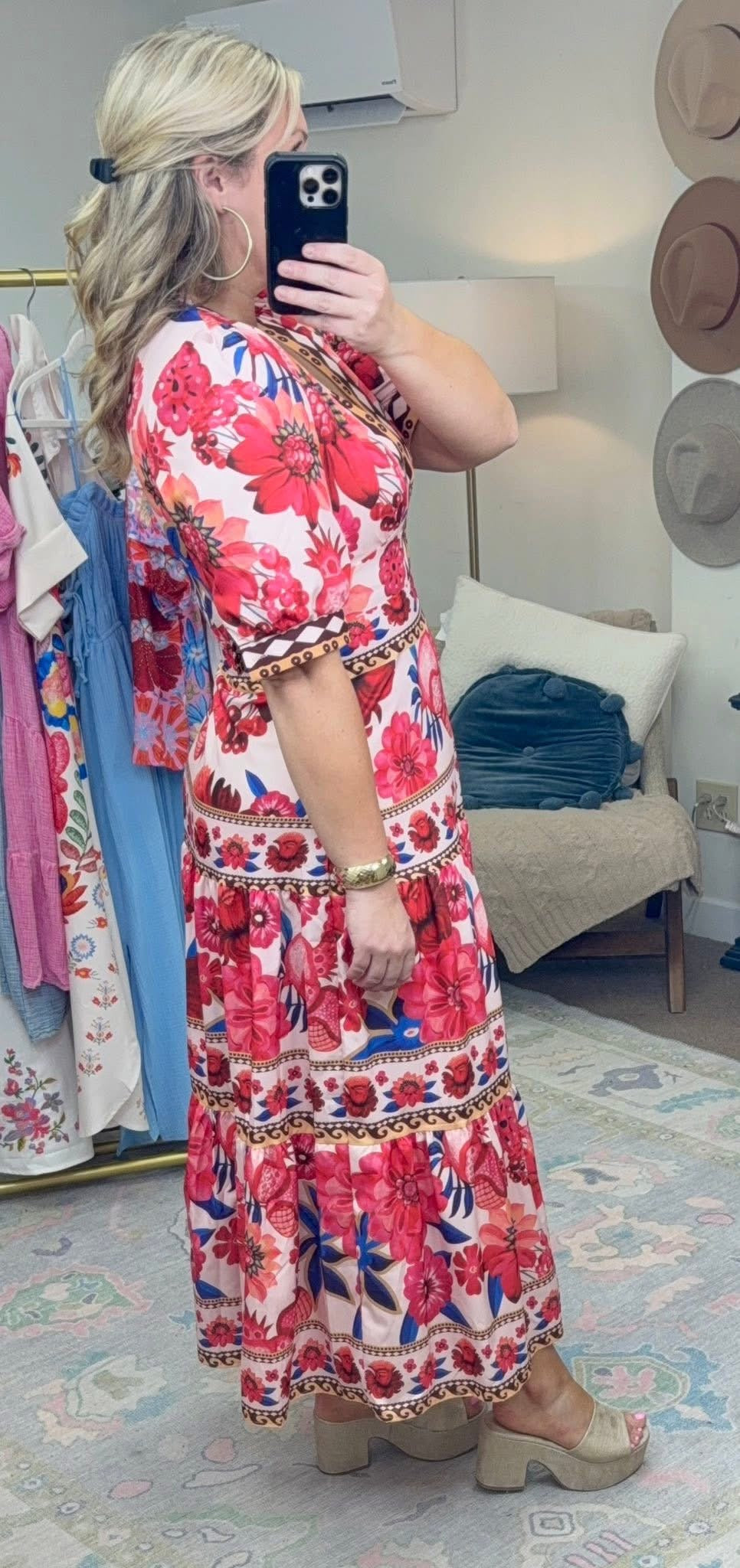 So Much Good Print Tiered Dress