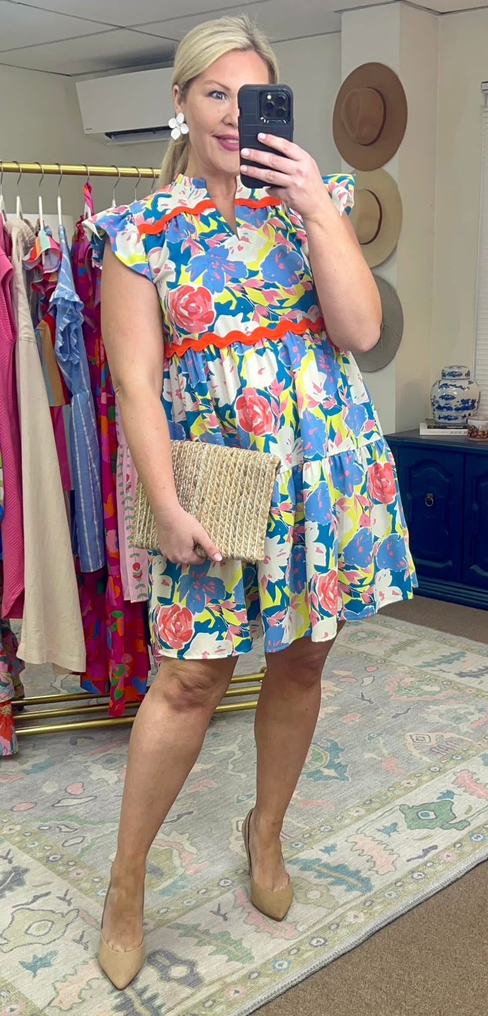 *MORE COLORS* Floral Print Ric-Rac Dress