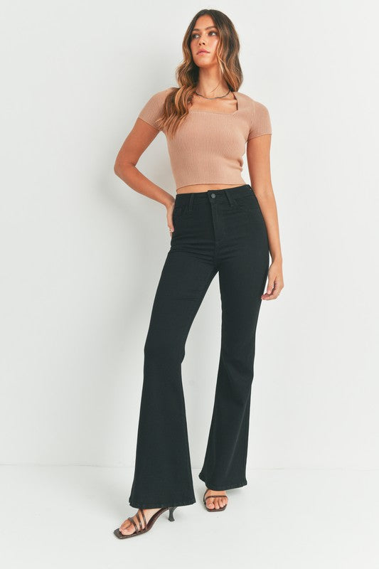 Make My Day Black Flare Jeans