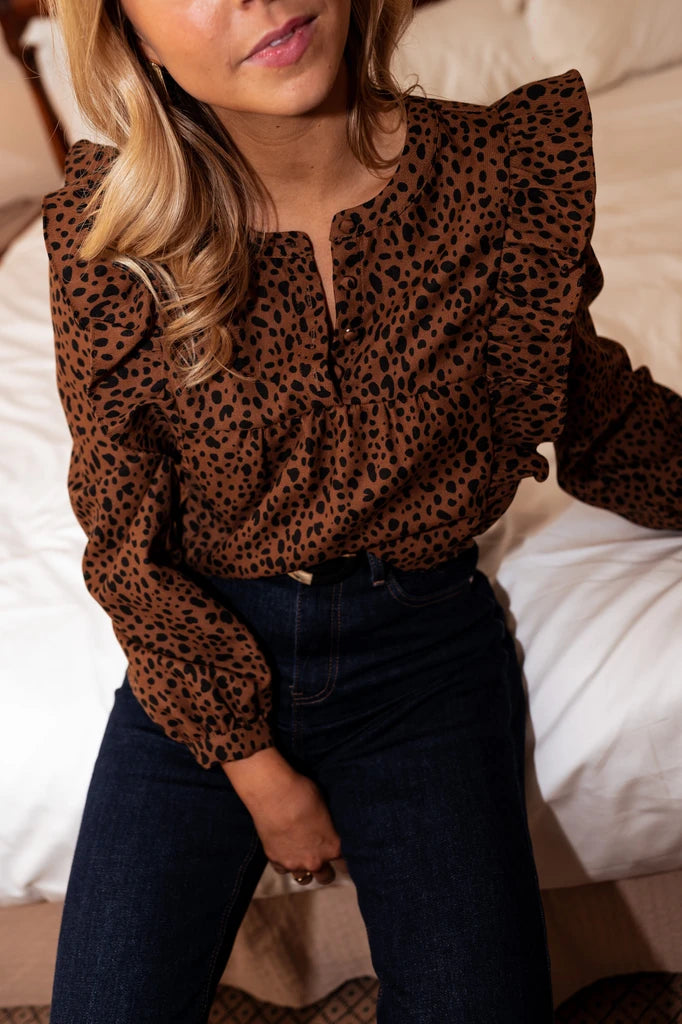Haute Spot Print Ruffle Blouse