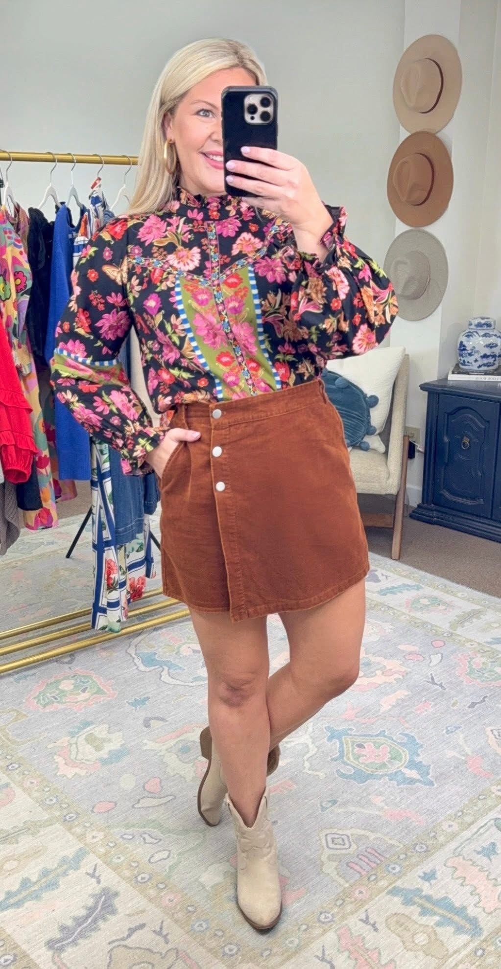 **MORE COLORS** Proper Poise Button Up Corduroy Skort