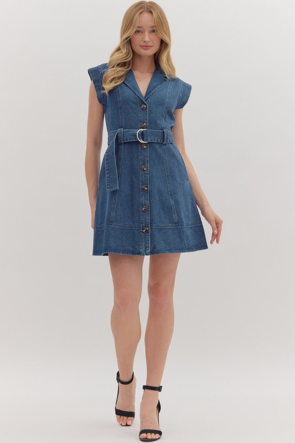 Dream in Denim Belted Shirt Dress