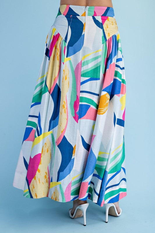 Color Theory Abstract Midi Skirt