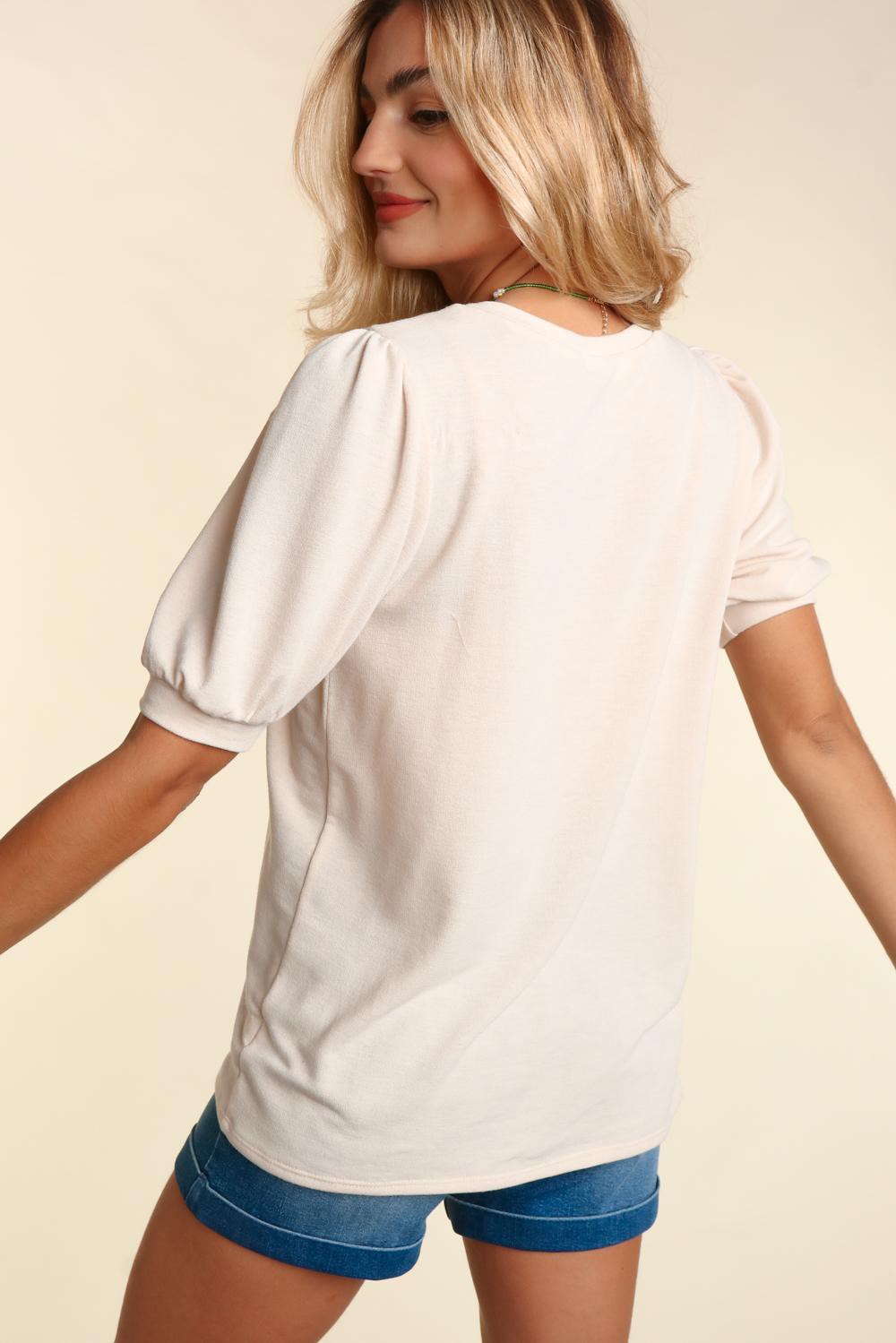 Sequin Clover Puff Sleeve Top