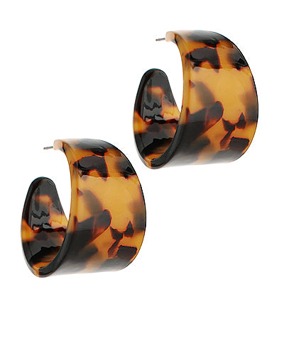 Start Over Chunky Tortoise Resin Hoop Earrings