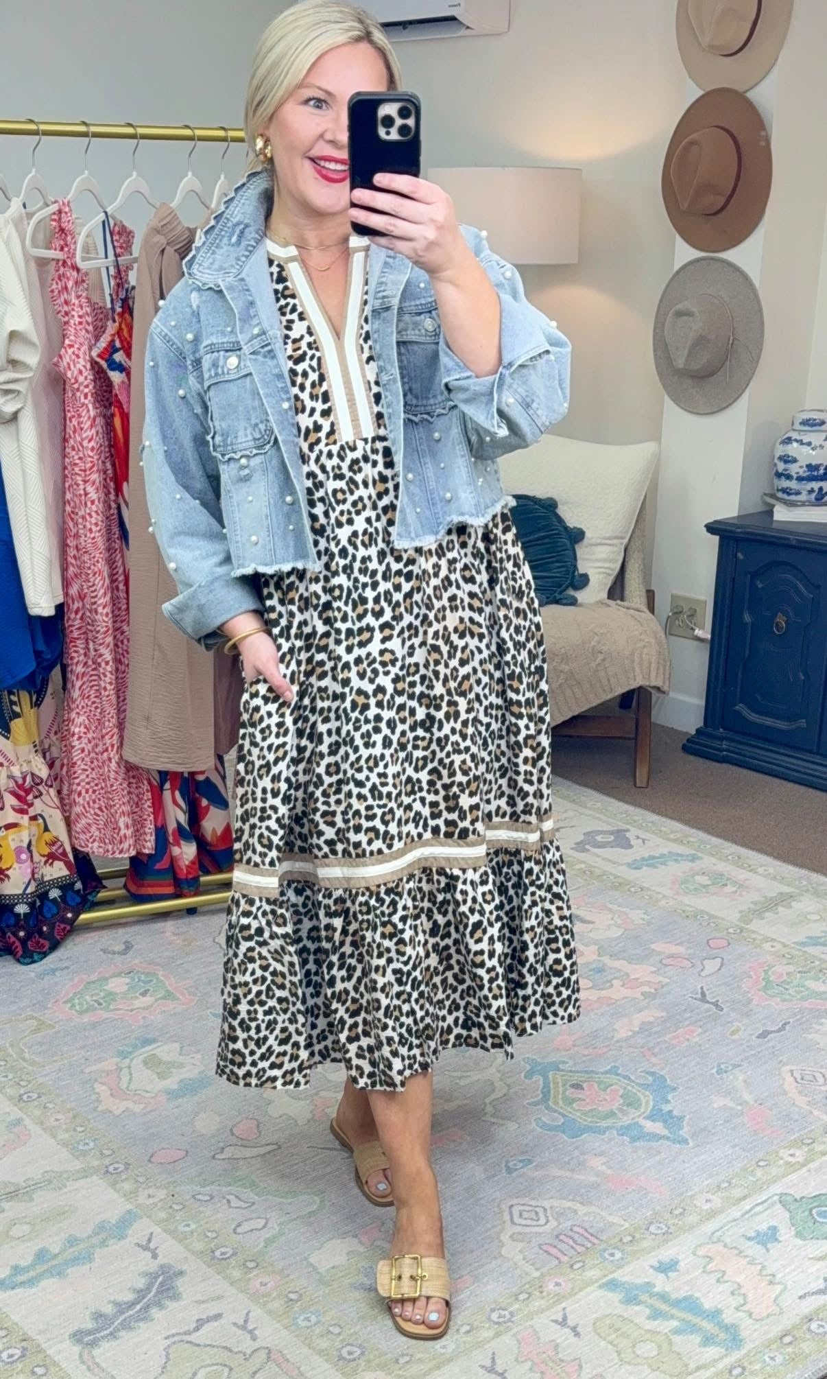 Present Moment Leopard Print Midi Dress