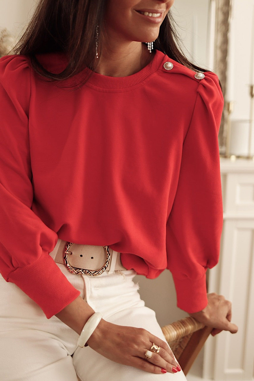 **MORE COLORS** Pearl Puff Sleeve Sweater