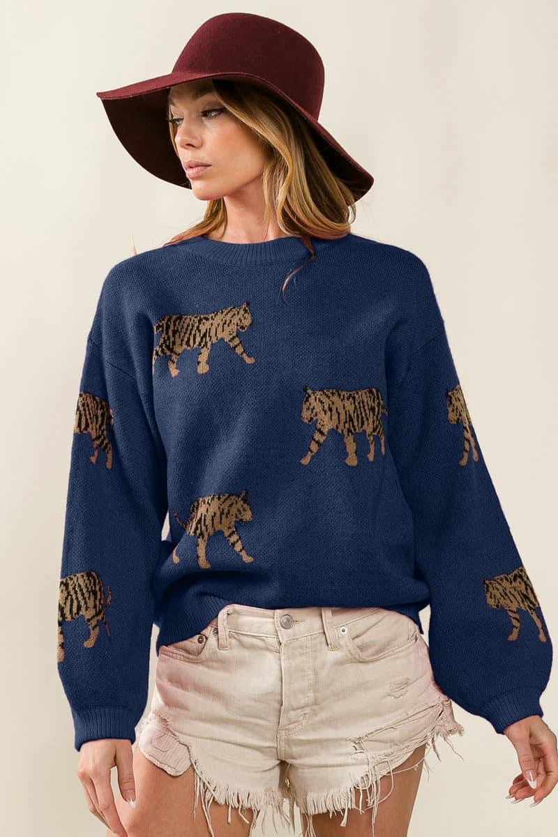 Tiger Balloon Sleeve Sweater