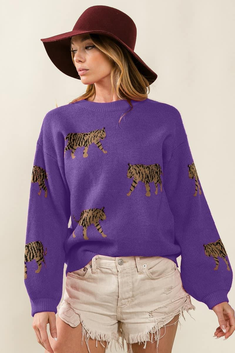 Tiger Balloon Sleeve Sweater