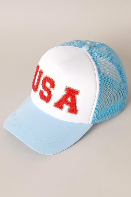 USA Chenille Patch Trucker Hat