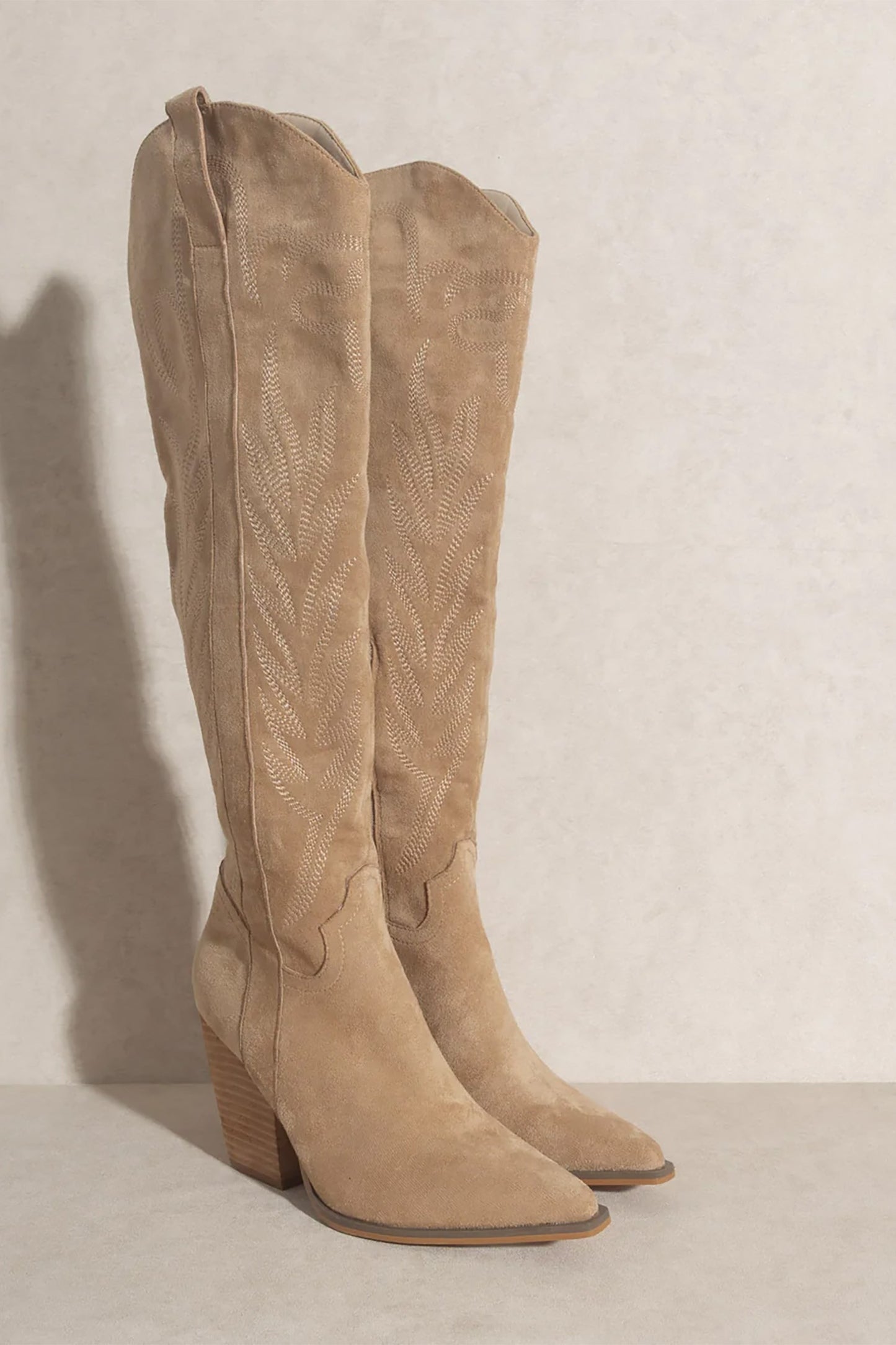 Urban Cowgirl Tan Knee High Western Boots