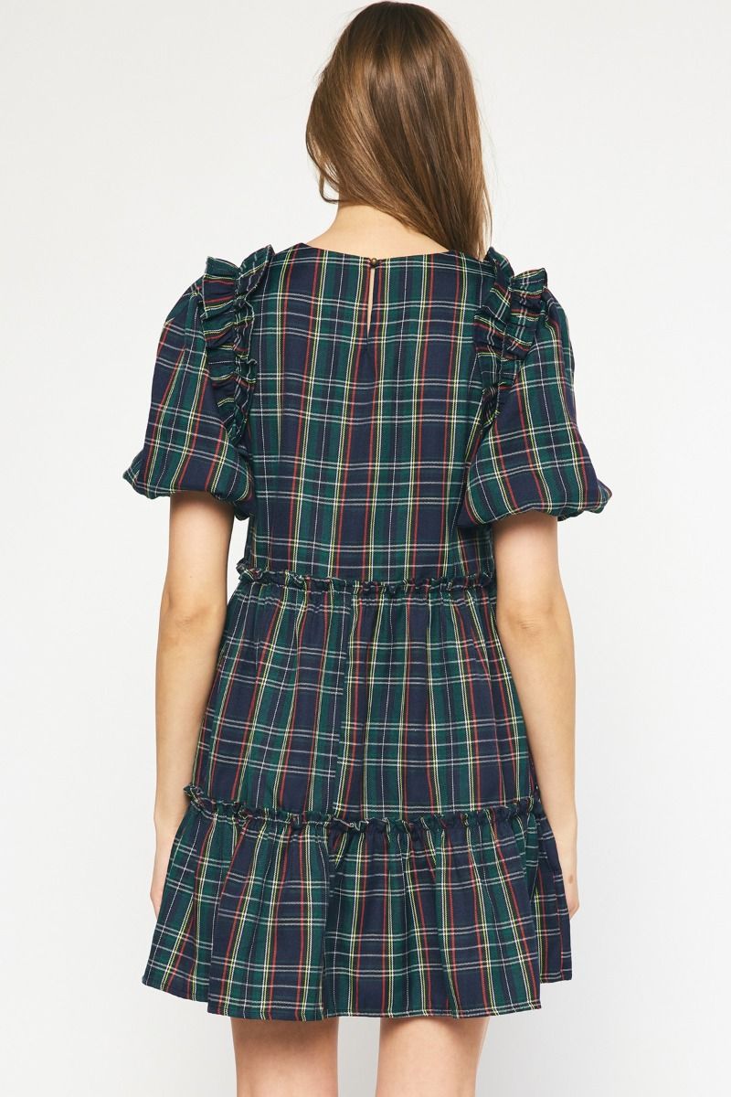 Tartan Plaid Ruffle Dress
