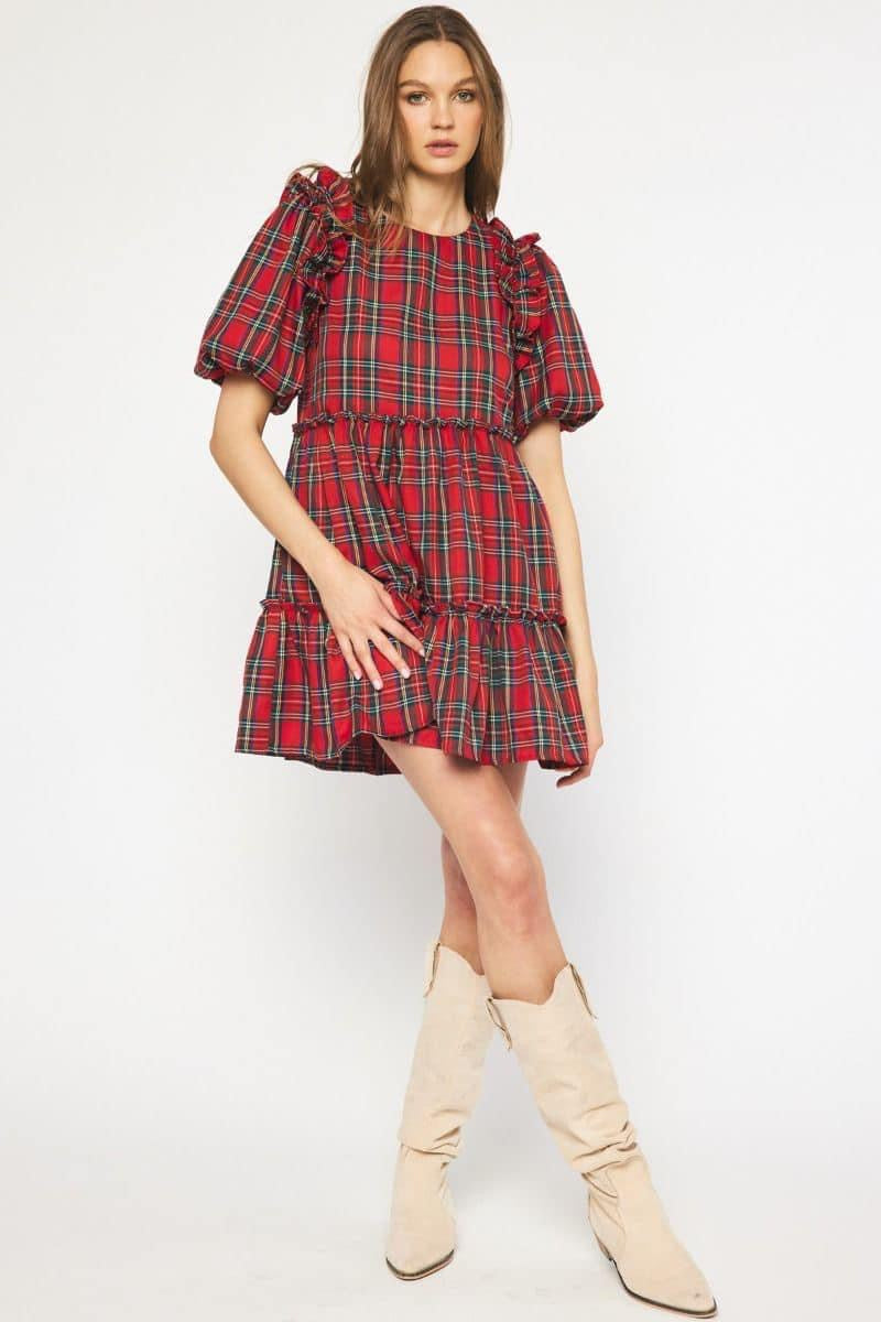 Tartan Plaid Ruffle Dress