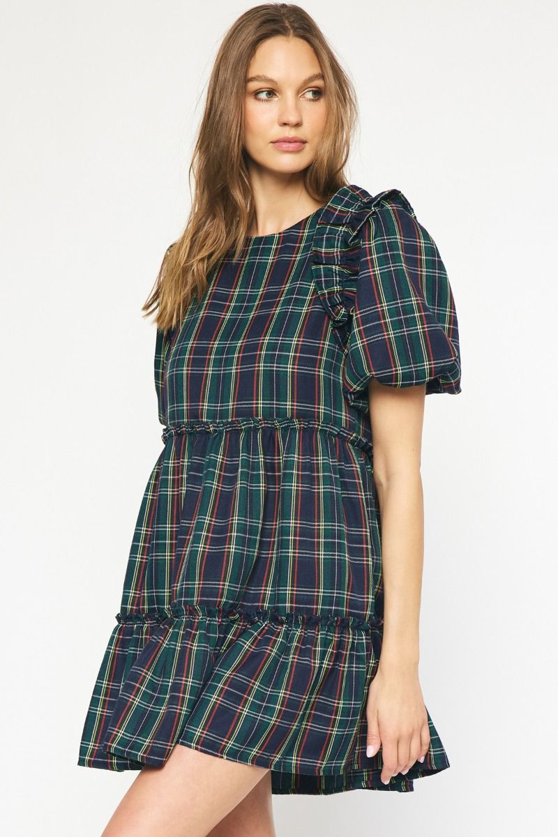 Tartan Plaid Ruffle Dress