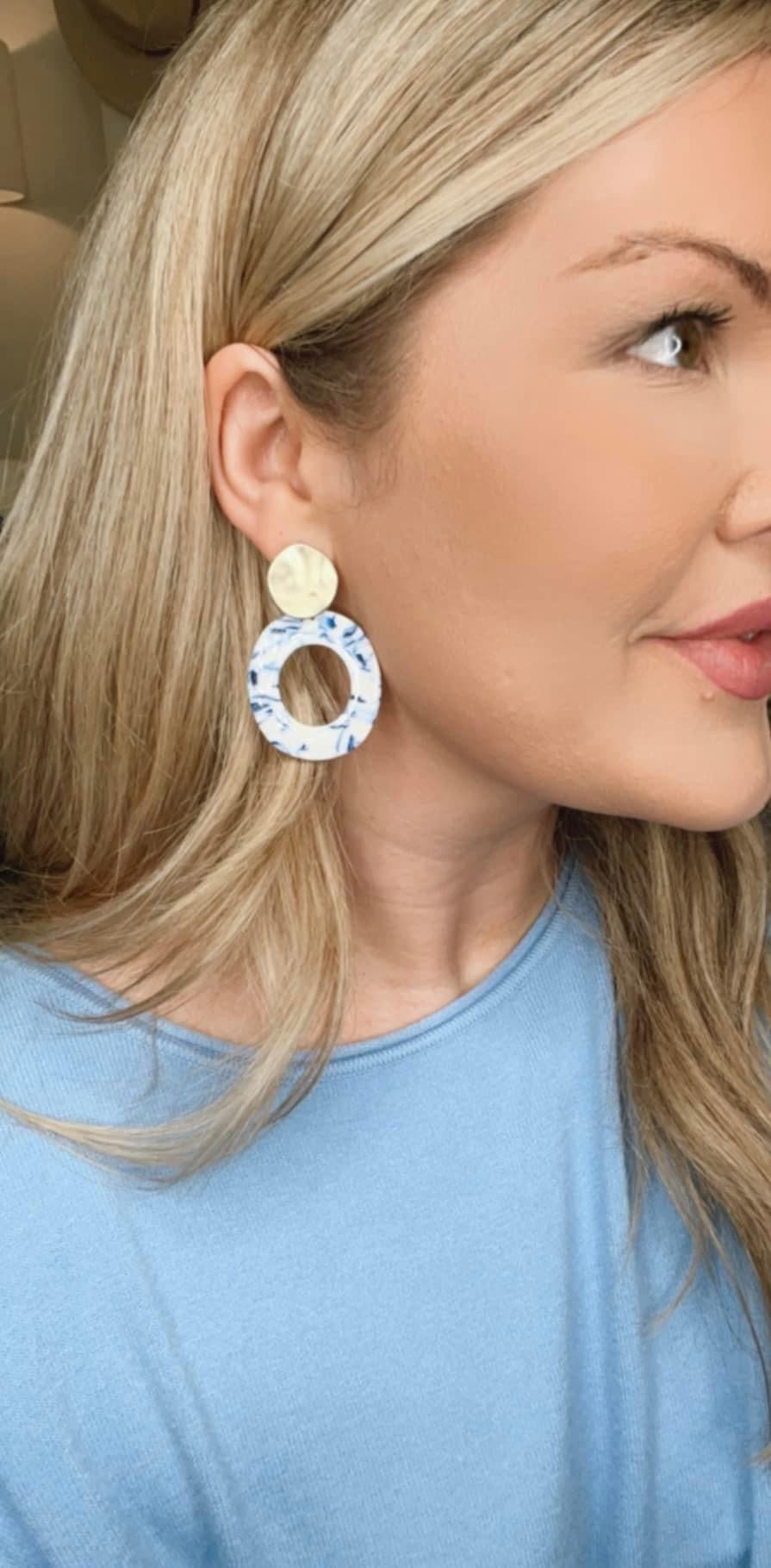 SALE Chinoiserie Hoop Earrings