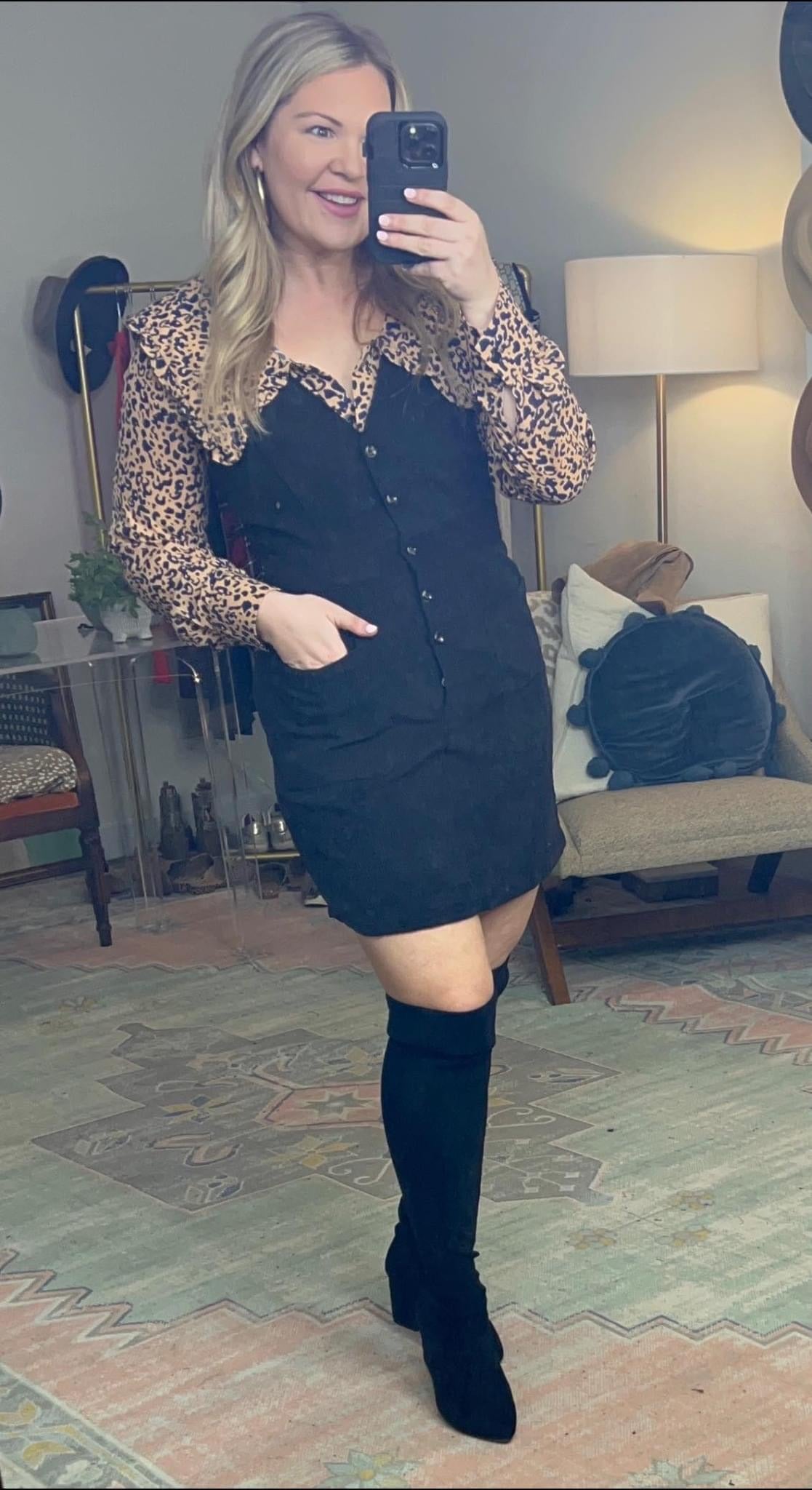 Leopard Print Ruffle Collar Blouse