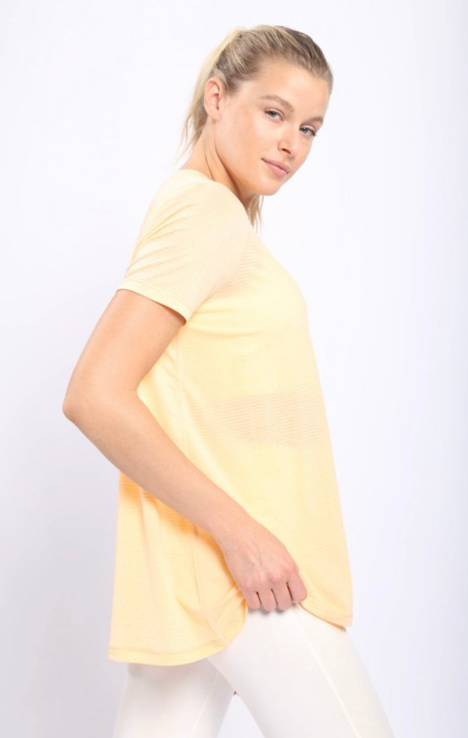 Mono B Short Sleeve Open Back Mesh Top