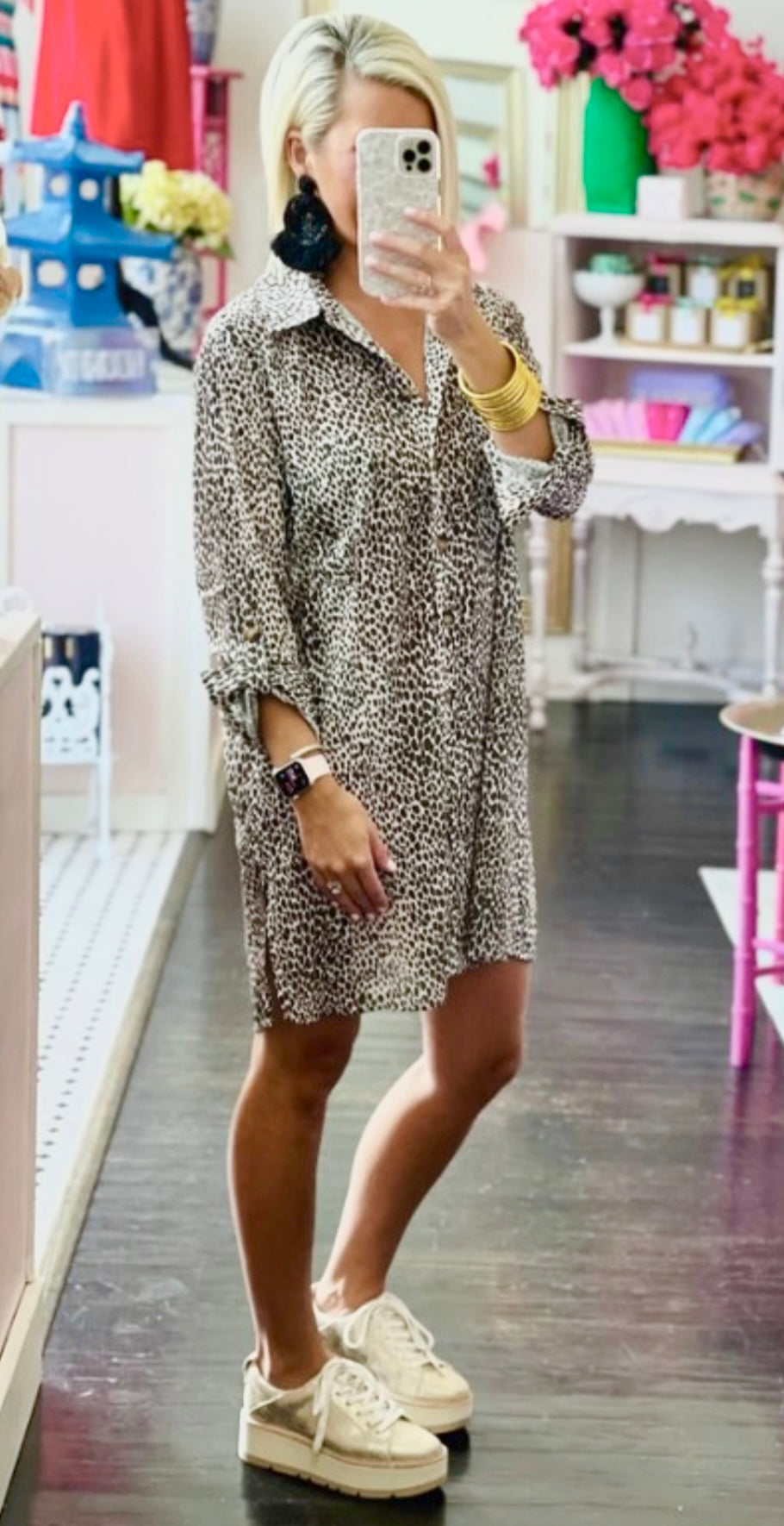 Animal Instinct Printed Button Down Tunic